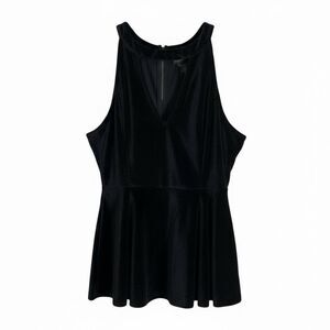 Torrid Velvet Cutout Halter Sleeveless Zip Back Stretch Peplum Top Black Size 0X